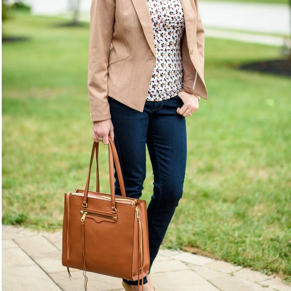 Rebecca Minkoff Always on Side‎ Zip Regan Tote in Almond Brown NWT